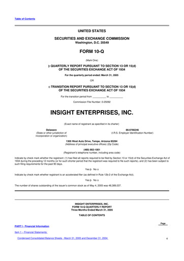 Thumbnail Insight Enterprises
 10-Q Quarterly Report FY 