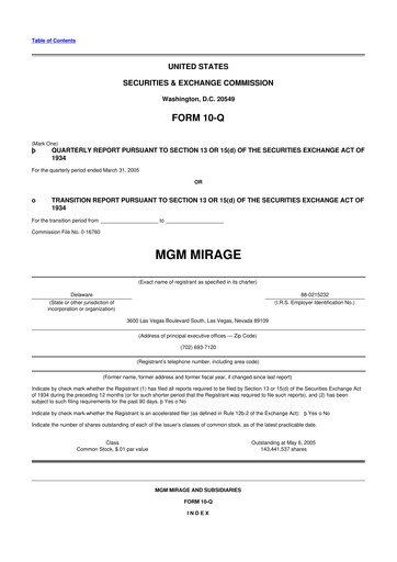 Thumbnail MGM Resorts

 10-Q Quarterly Report FY 