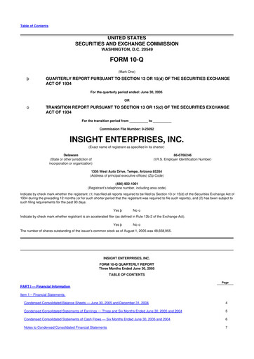 Thumbnail Insight Enterprises
 10-Q Quarterly Report FY 
