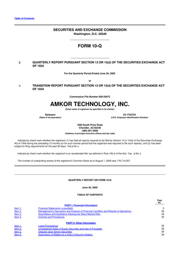 Vorschaubild Amkor Technology
 10-Q Quartalsbericht  