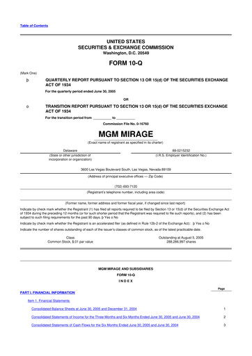 Thumbnail MGM Resorts

 10-Q Quarterly Report FY 