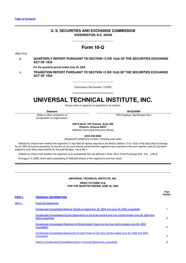 Thumbnail Universal Technical Institute 10-Q Quarterly Report FY 