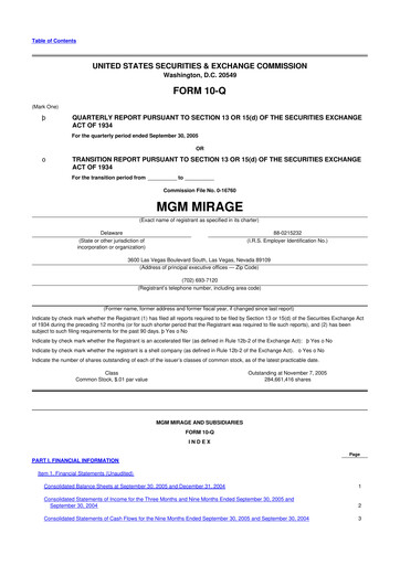 Thumbnail MGM Resorts

 10-Q Quarterly Report FY 