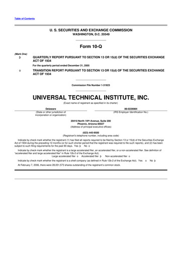 Thumbnail Universal Technical Institute 10-Q Quarterly Report FY 