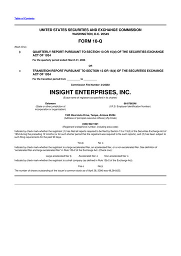 Thumbnail Insight Enterprises
 10-Q Quarterly Report FY 