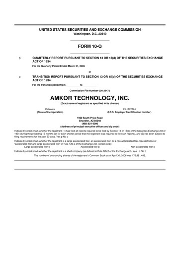 Vorschaubild Amkor Technology
 10-Q Quartalsbericht  