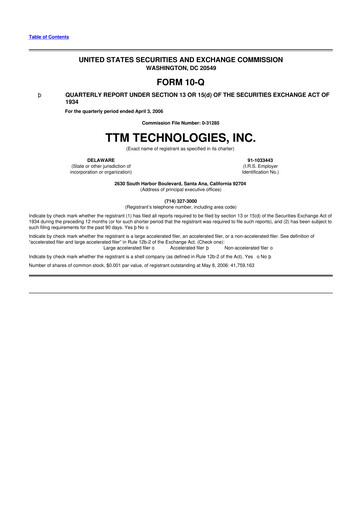 Thumbnail TTM Technologies
 10-Q Quarterly Report FY 