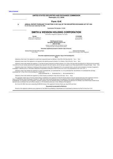 Miniature Smith & Wesson 10-K Rapport annuel 