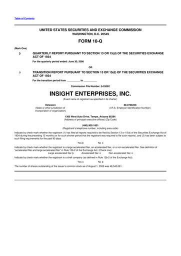 Thumbnail Insight Enterprises
 10-Q Quarterly Report FY 