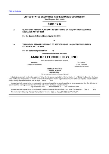 Vorschaubild Amkor Technology
 10-Q Quartalsbericht  