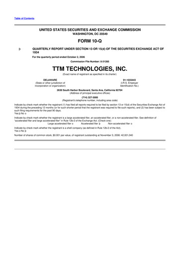 Thumbnail TTM Technologies
 10-Q Quarterly Report FY 
