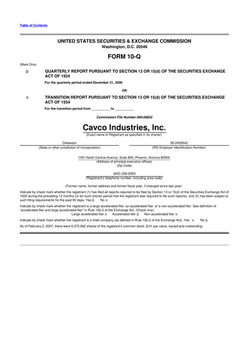 Vorschaubild Cavco Industries 10-Q Quartalsbericht  