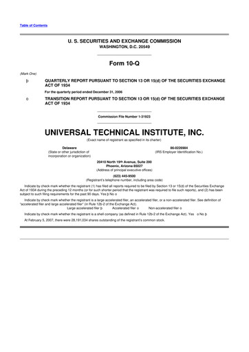 Thumbnail Universal Technical Institute 10-Q Quarterly Report FY 