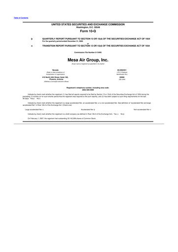 Thumbnail Republic Airways 10-Q Quarterly Report FY 