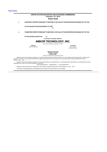Vorschaubild Amkor Technology
 10-Q Quartalsbericht  