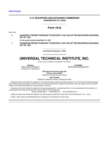 Thumbnail Universal Technical Institute 10-Q Quarterly Report FY 