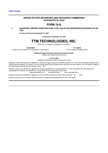 Thumbnail TTM Technologies
 10-Q Quarterly Report FY 