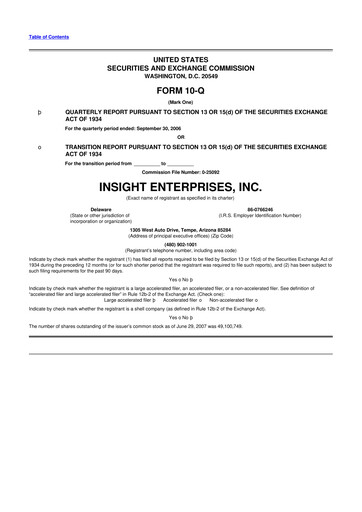 Thumbnail Insight Enterprises
 10-Q Quarterly Report FY 