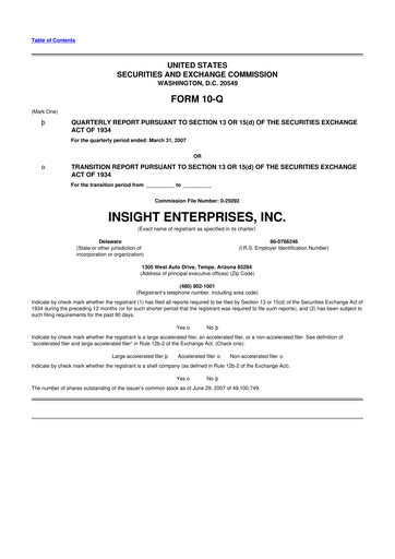 Thumbnail Insight Enterprises
 10-Q Quarterly Report FY 