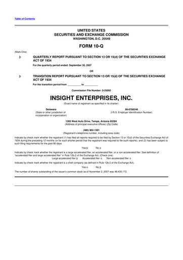 Thumbnail Insight Enterprises
 10-Q Quarterly Report FY 