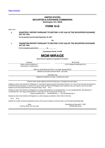 Thumbnail MGM Resorts

 10-Q Quarterly Report FY 