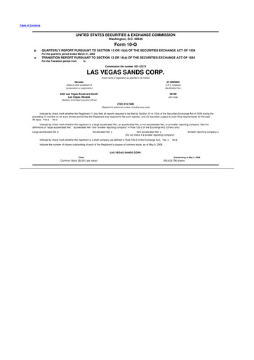 Thumbnail Las Vegas Sands 10-Q Quarterly Report FY 