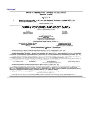 Miniature Smith & Wesson 10-K Rapport annuel 