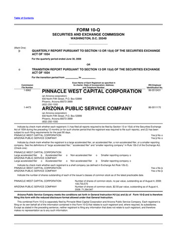 Thumbnail Pinnacle West Capital
 10-Q Quarterly Report FY 
