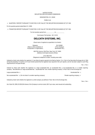 Vorschaubild Delcath Systems 10-Q Quartalsbericht  