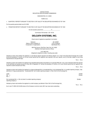 Vorschaubild Delcath Systems 10-Q Quartalsbericht  