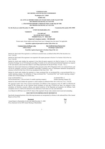 Thumbnail Union Bankshares 10-K Annual Report 