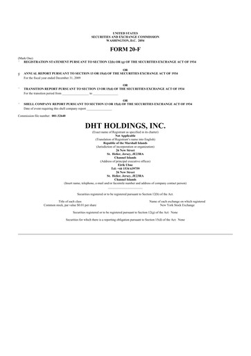 Thumbnail DHT Holdings 20-F Annual Report 