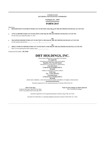 Thumbnail DHT Holdings 20-F Annual Report 