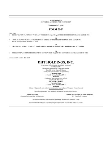 Thumbnail DHT Holdings 20-F Annual Report 2018