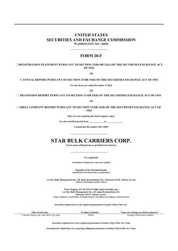 Thumbnail Star Bulk Carriers 20-F Annual Report 2024