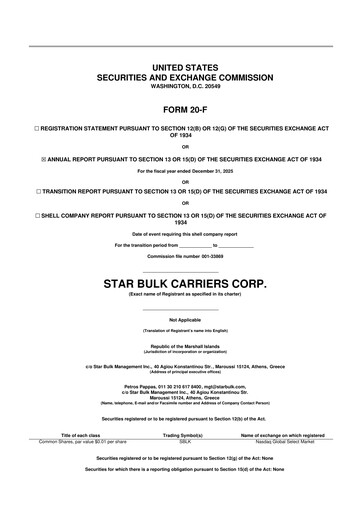 Thumbnail Star Bulk Carriers 20-F Annual Report 2025