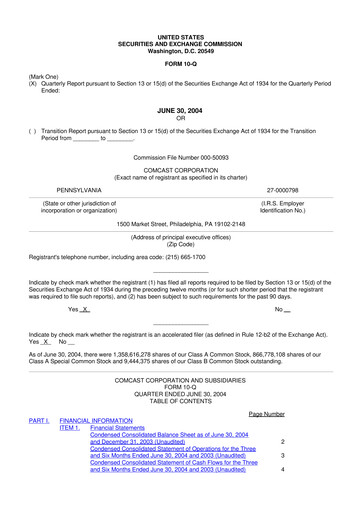 Miniature Comcast 10-Q Rapport trimestriel  