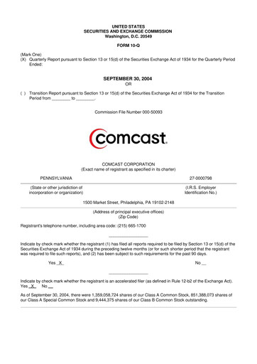 Miniature Comcast 10-Q Rapport trimestriel  