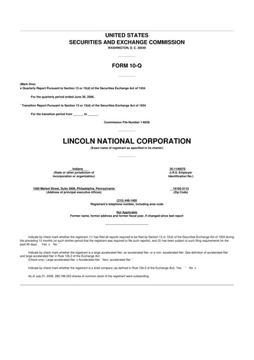 Vorschaubild Lincoln National Corporation 10-Q Quartalsbericht  