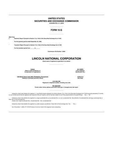 Vorschaubild Lincoln National Corporation 10-Q Quartalsbericht  
