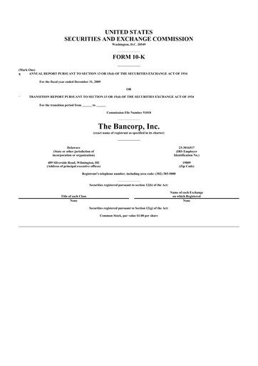 Vorschaubild The Bancorp, Inc. 10-K Jahresbericht 