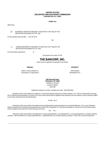 Thumbnail The Bancorp, Inc. 10-Q Quarterly Report FY 