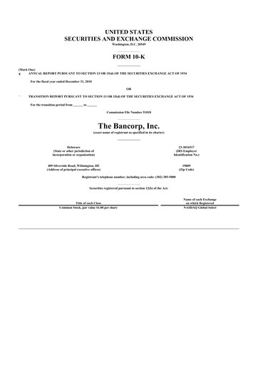 Vorschaubild The Bancorp, Inc. 10-K Jahresbericht 