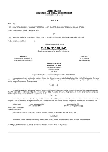 Thumbnail The Bancorp, Inc. 10-Q Quarterly Report FY 