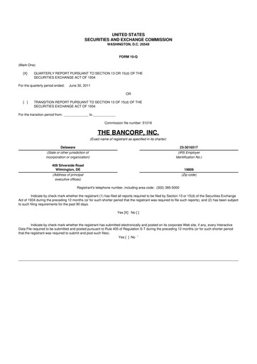 Thumbnail The Bancorp, Inc. 10-Q Quarterly Report FY 