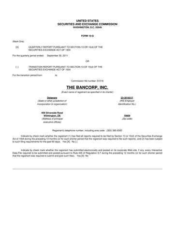 Thumbnail The Bancorp, Inc. 10-Q Quarterly Report FY2011 