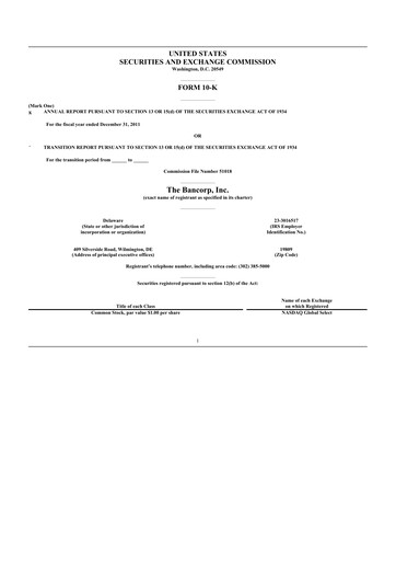 Vorschaubild The Bancorp, Inc. 10-K Jahresbericht 2011