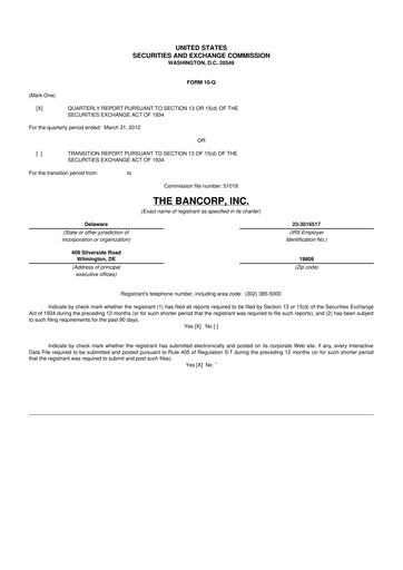 Thumbnail The Bancorp, Inc. 10-Q Quarterly Report FY2012 