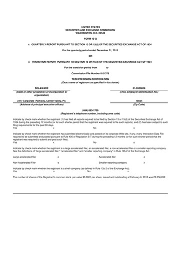 Thumbnail TechPrecision 10-Q Quarterly Report FY2014 