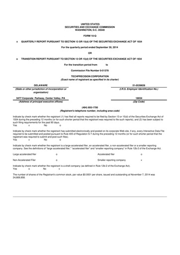 Thumbnail TechPrecision 10-Q Quarterly Report FY2015 